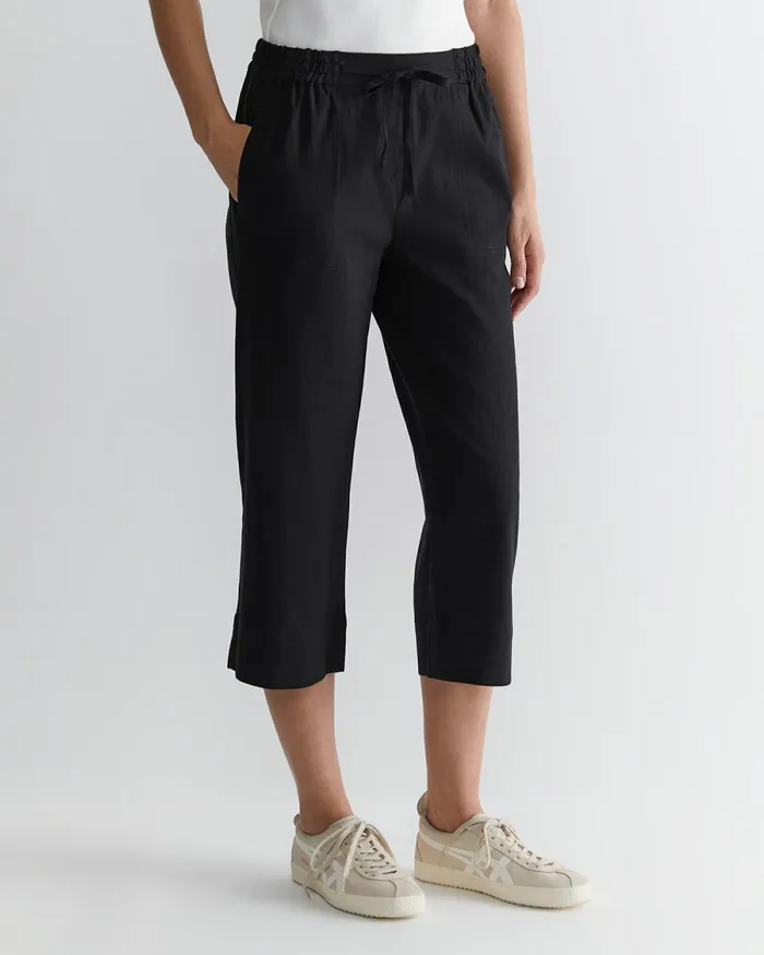 Women Sportscraft Pants Rosa Crop Linen Pant Black