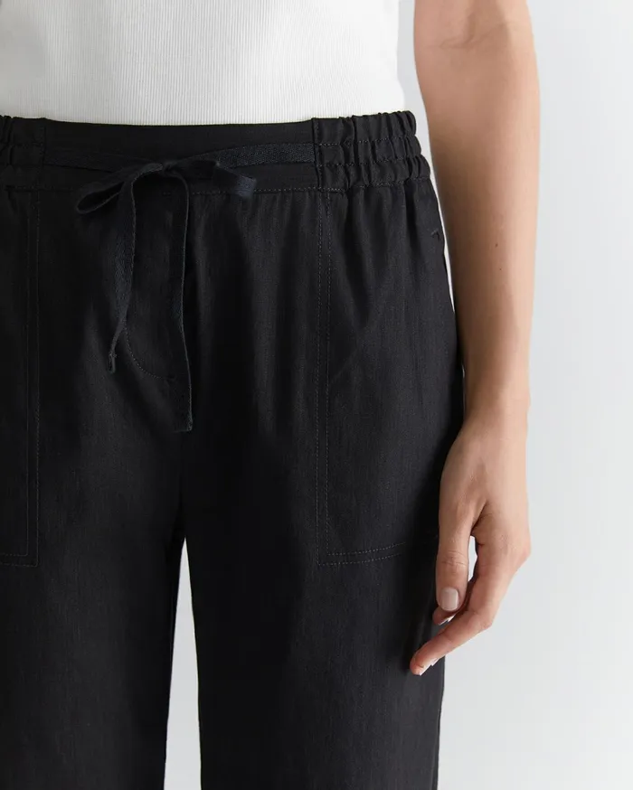 Women Sportscraft Pants Rosa Crop Linen Pant Black