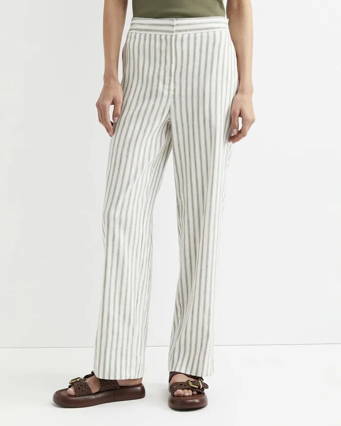 Women Sportscraft Pants Rosa Wide Leg Linen Pant Whitekhaki