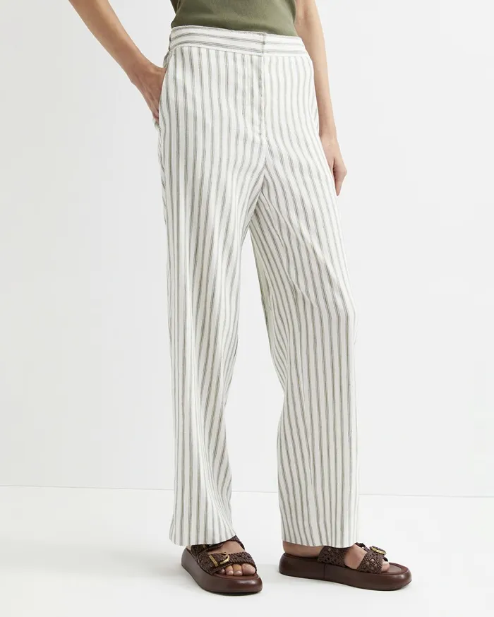 Women Sportscraft Pants Rosa Wide Leg Linen Pant Whitekhaki