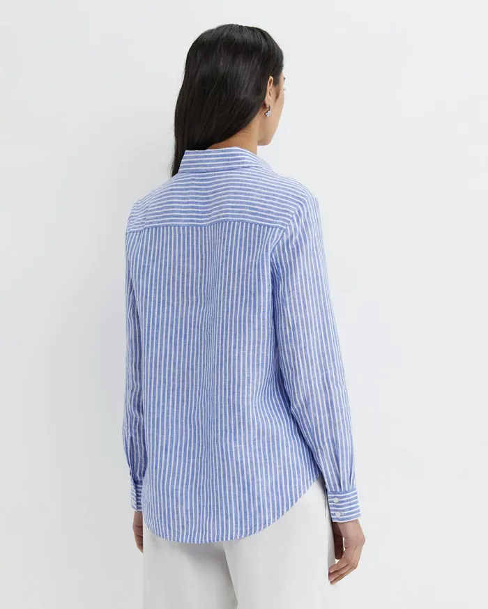 Women Sportscraft Shirts Dahlia Stripe Linen Shirt Bluewhite