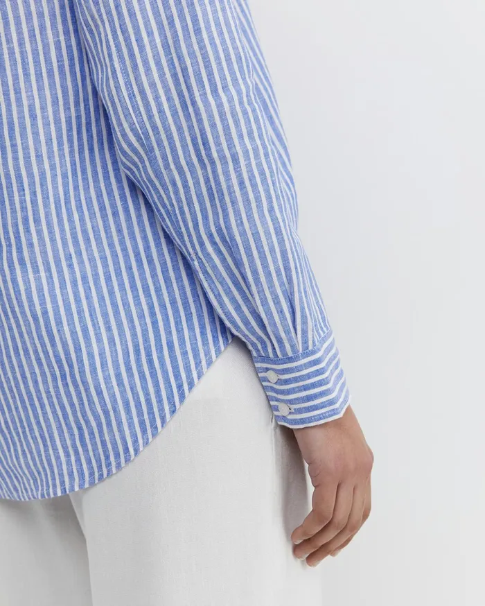 Women Sportscraft Shirts Dahlia Stripe Linen Shirt Bluewhite