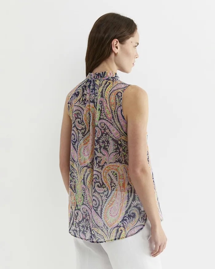 Women Sportscraft Shirts Florence Sleeveless Liberty Blouse Navy Multi