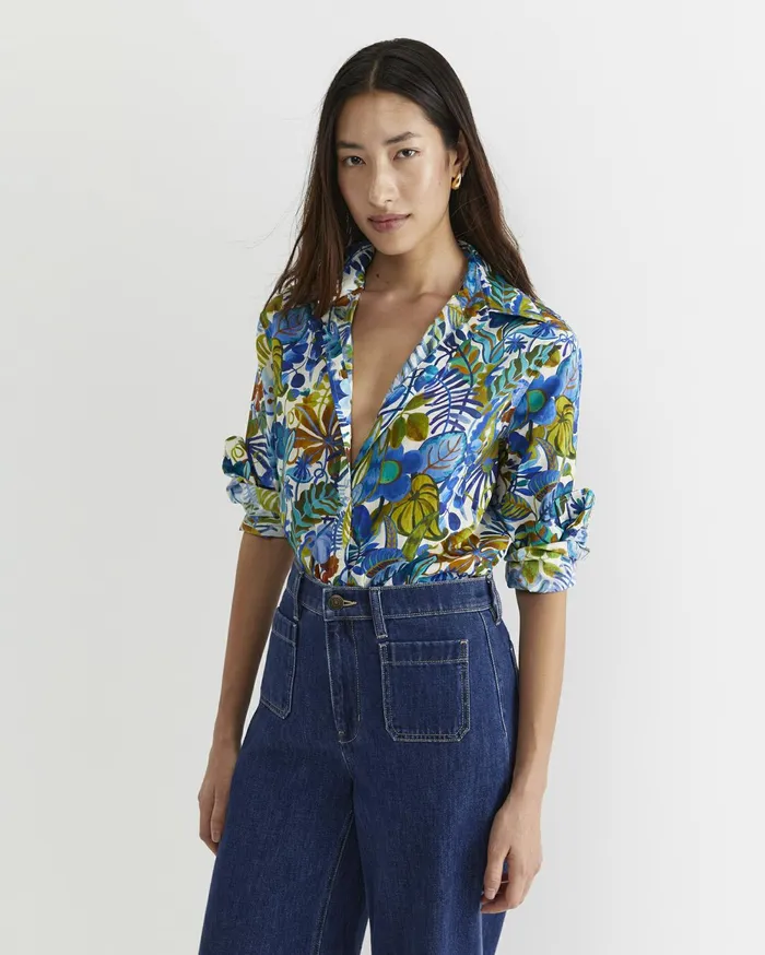 Women Sportscraft Shirts Jungle Long Sleeve Liberty Shirt Blue Multi