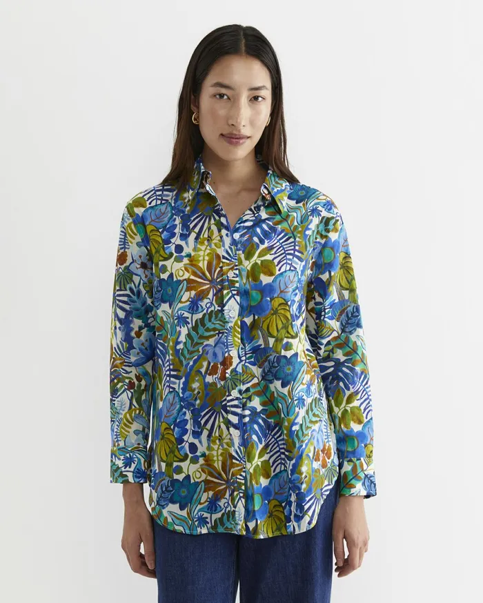 Women Sportscraft Shirts Jungle Long Sleeve Liberty Shirt Blue Multi