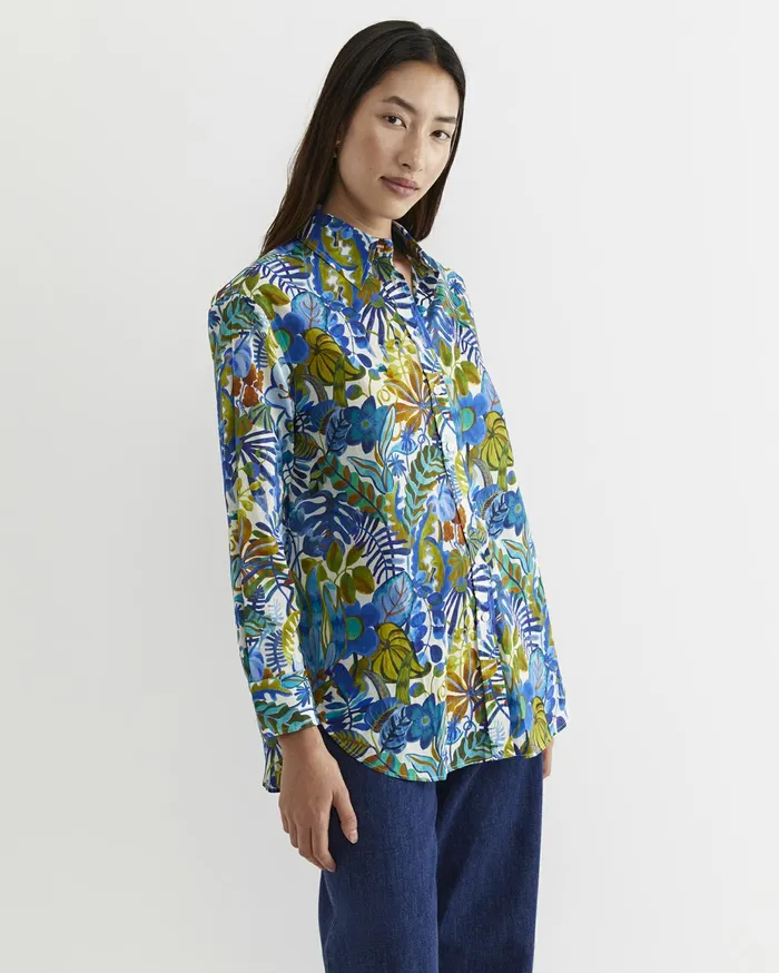 Women Sportscraft Shirts Jungle Long Sleeve Liberty Shirt Blue Multi