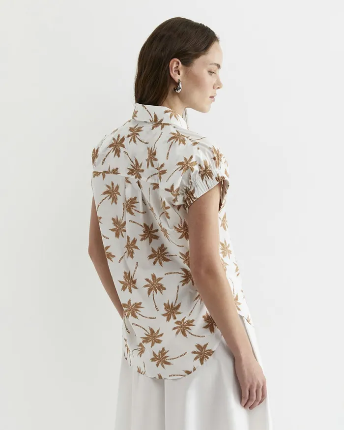 Women Sportscraft Shirts Palm Short Sleeve Lily Voile Shirt Tanwhite