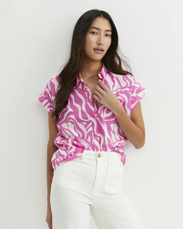 Women Sportscraft Shirts Zola Short Sleeve Lily Voile Shirt Pinkwhite