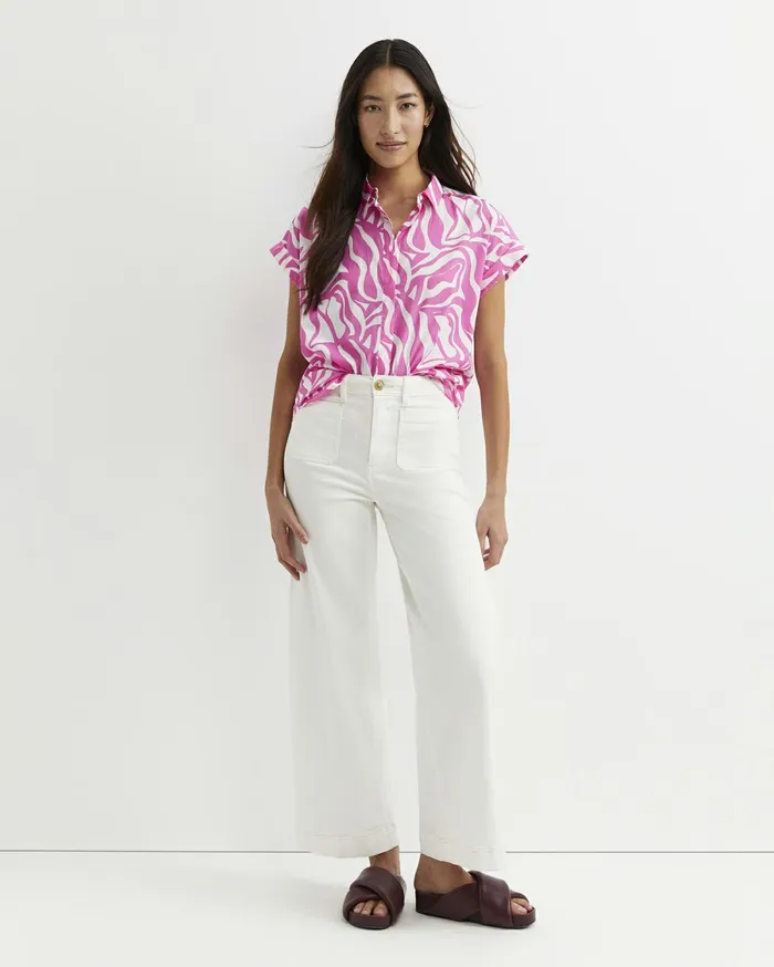 Women Sportscraft Shirts Zola Short Sleeve Lily Voile Shirt Pinkwhite