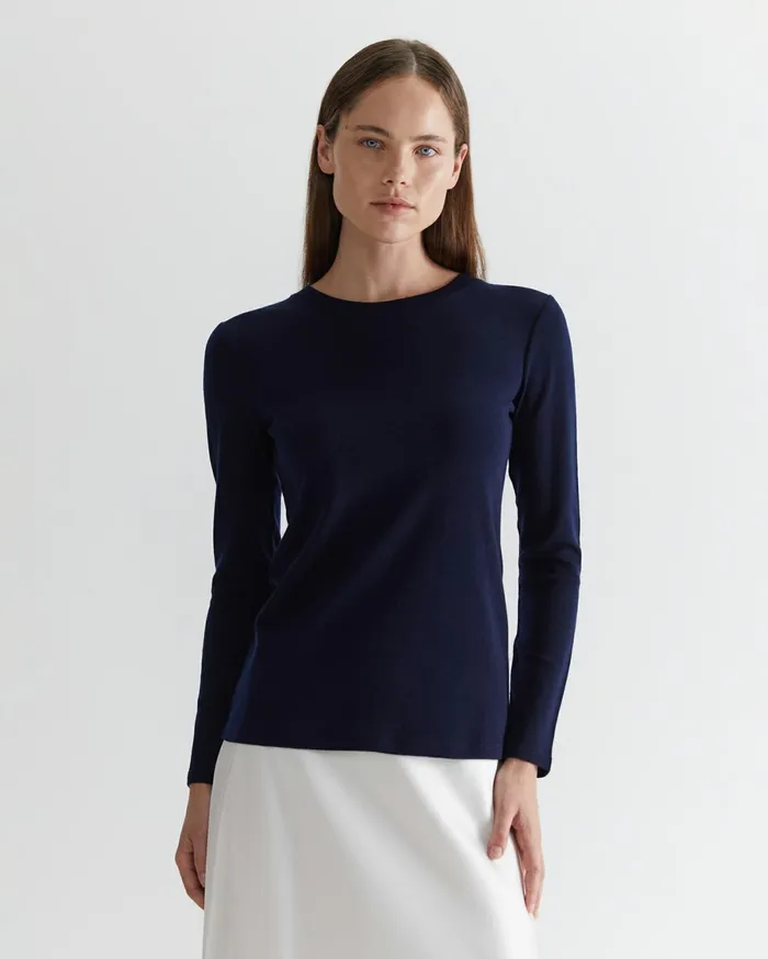 Women Sportscraft Tops and Tees Addison Babywool Top Navy