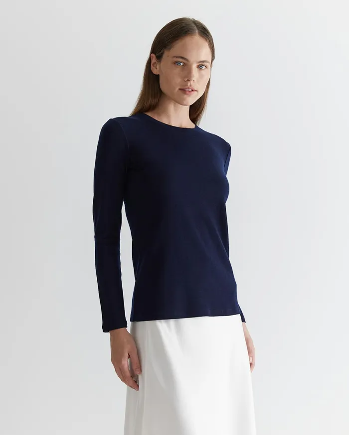 Women Sportscraft Tops and Tees Addison Babywool Top Navy