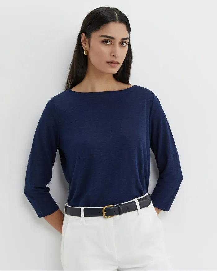 Women Sportscraft Tops and Tees Cecile Linen Top Navy