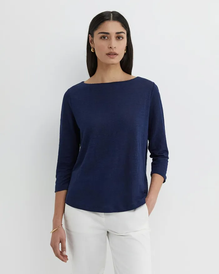 Women Sportscraft Tops and Tees Cecile Linen Top Navy