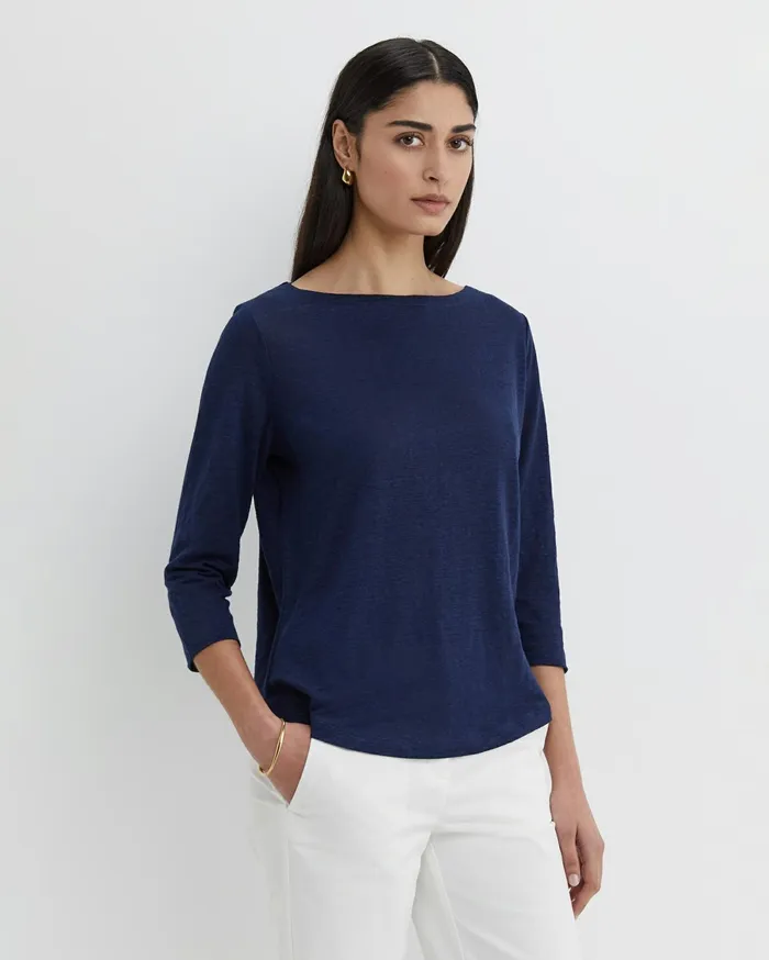 Women Sportscraft Tops and Tees Cecile Linen Top Navy