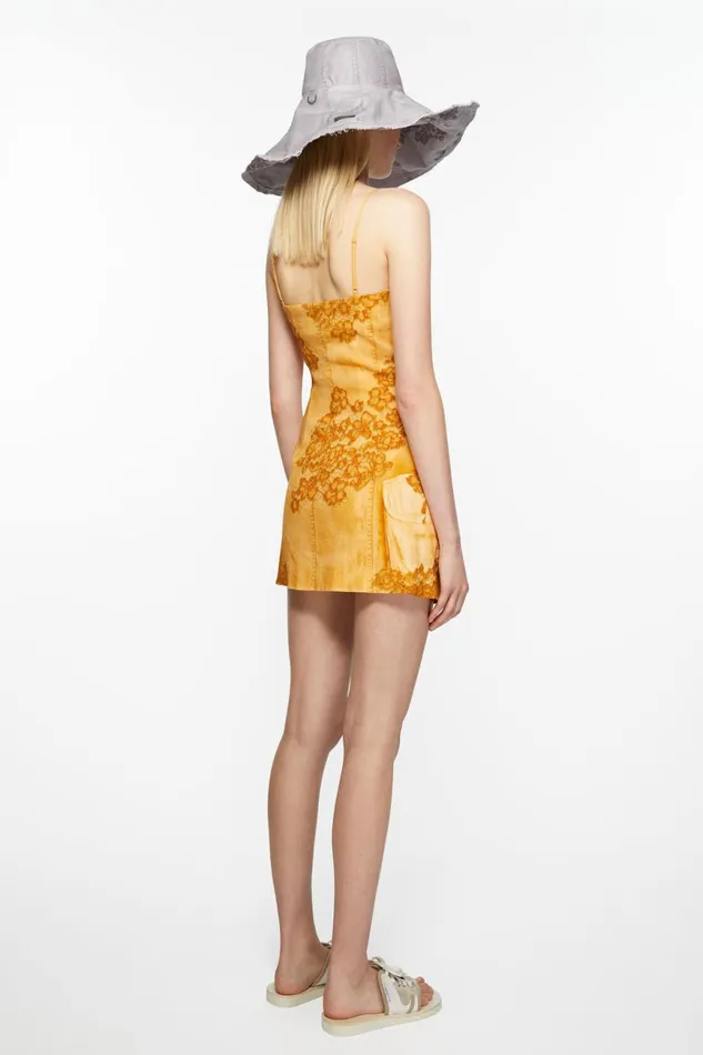 Women Strap Dress Trompe L039oeil Print Faded Orange Acne Studios Dresses