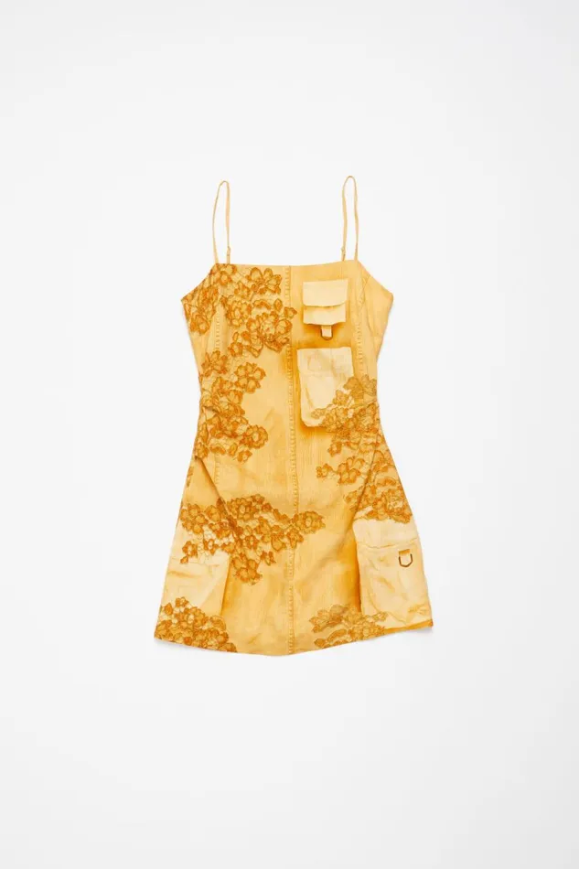 Women Strap Dress Trompe L039oeil Print Faded Orange Acne Studios Dresses