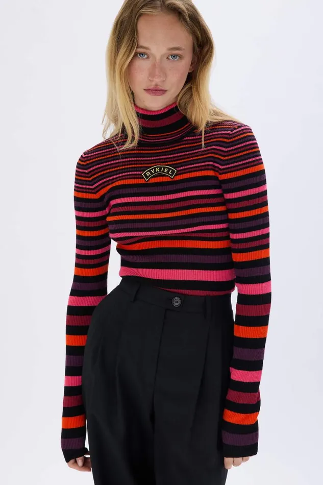 Women Striped Wool Turtleneck Sweater Striped Multico Multi Sonia Rykiel Sweaters