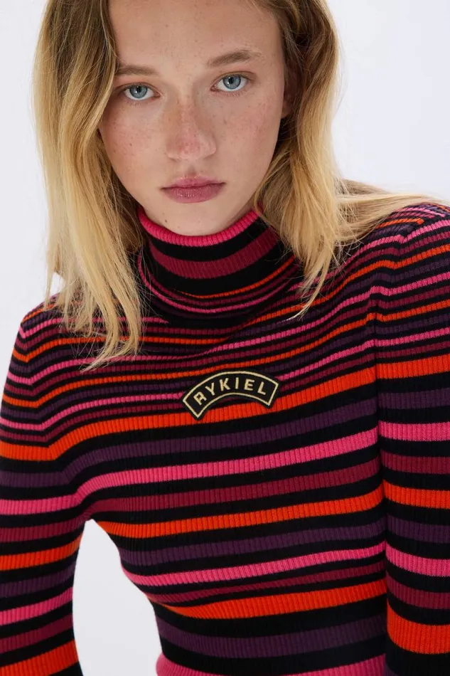 Women Striped Wool Turtleneck Sweater Striped Multico Multi Sonia Rykiel Sweaters
