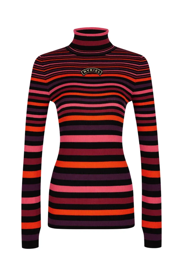 Women Striped Wool Turtleneck Sweater Striped Multico Multi Sonia Rykiel Sweaters