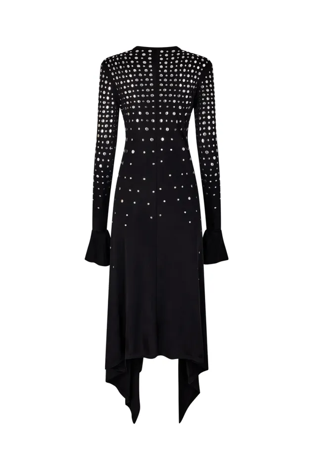 Women Studded Dress In Asymmetrical Jersey Black Black Sonia Rykiel Long Dresses