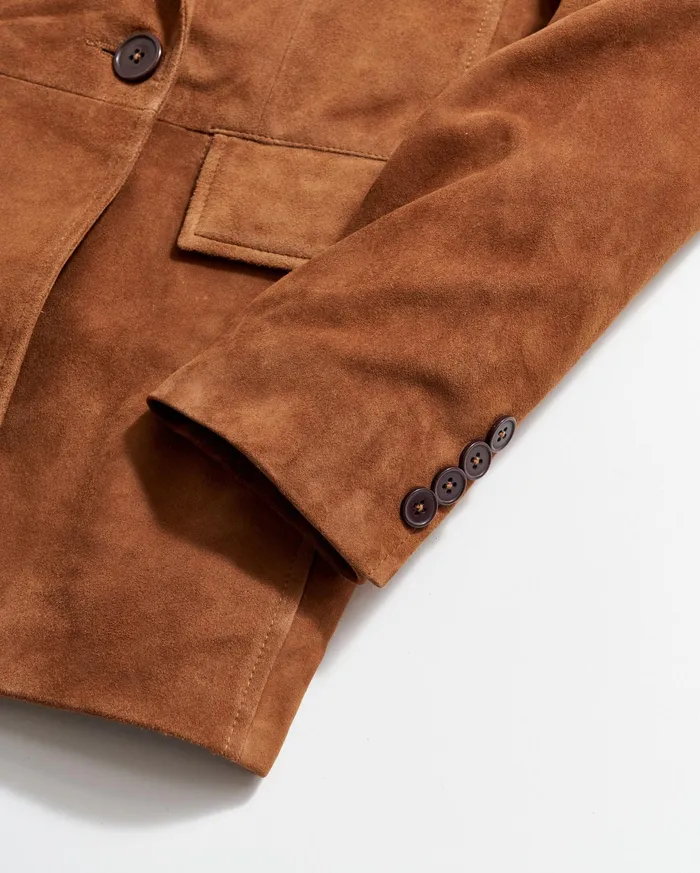 Women Suede Blazer Cognac Billy Reid Jackets and Outerwear