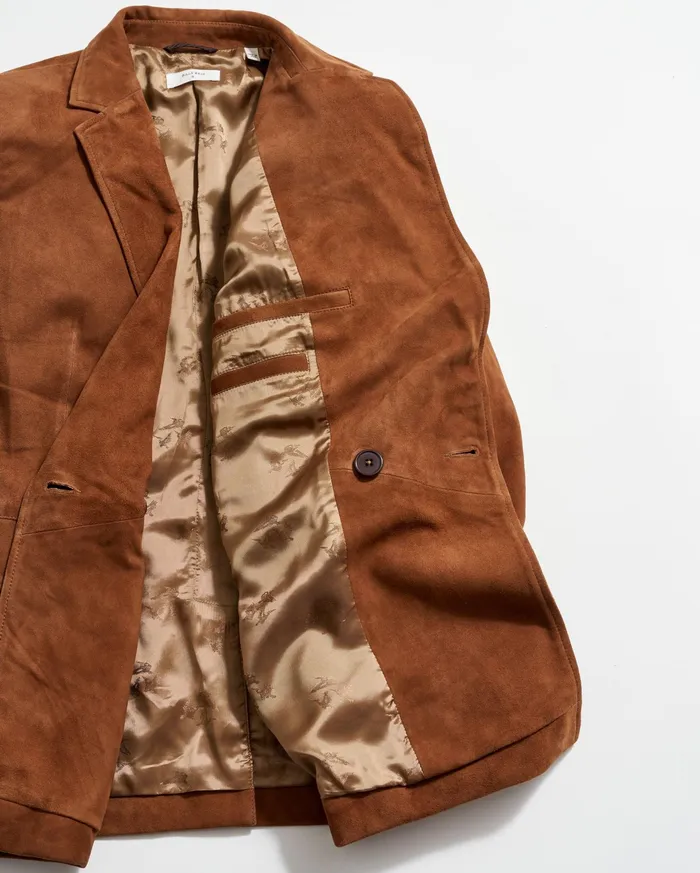 Women Suede Blazer Cognac Billy Reid Jackets and Outerwear