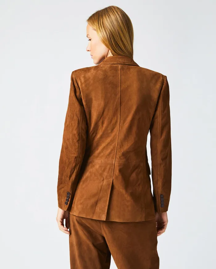 Women Suede Blazer Cognac Billy Reid Jackets and Outerwear