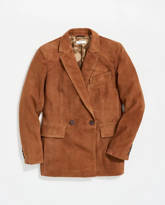 Women Suede Blazer Cognac Billy Reid Jackets and Outerwear