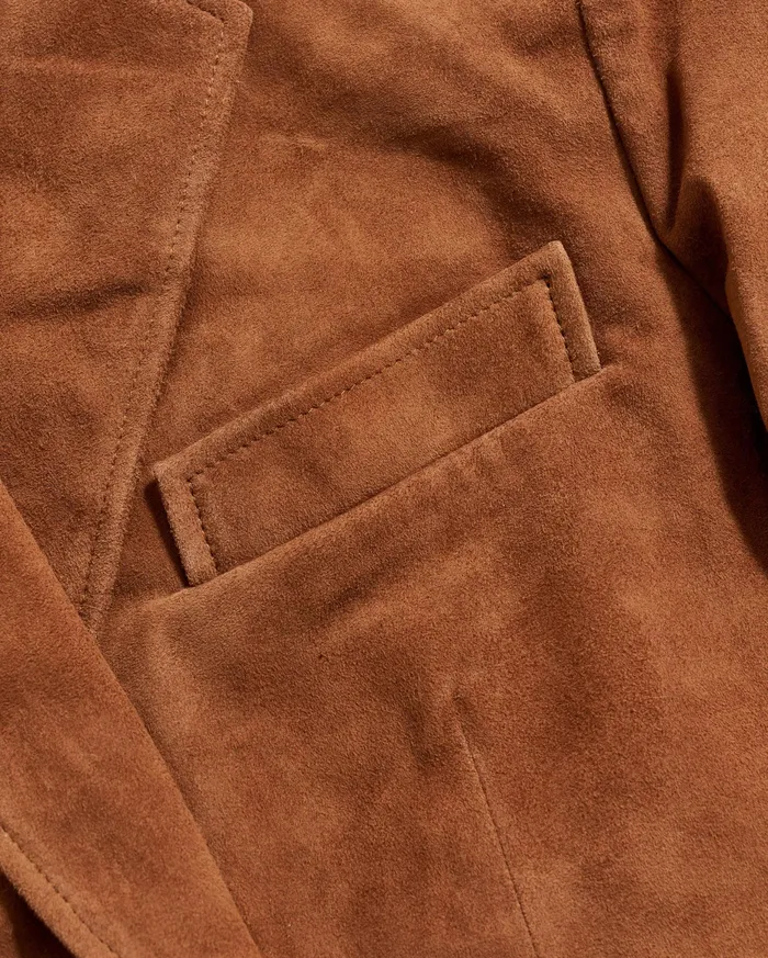 Women Suede Blazer Cognac Billy Reid Jackets and Outerwear
