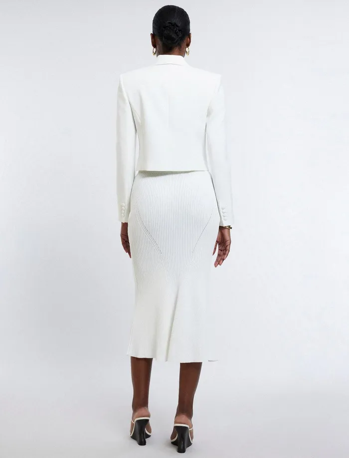 Women Suiting BCBG Cropped Blazer Gardenia