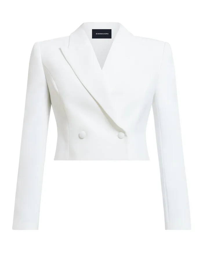 Women Suiting BCBG Cropped Blazer Gardenia