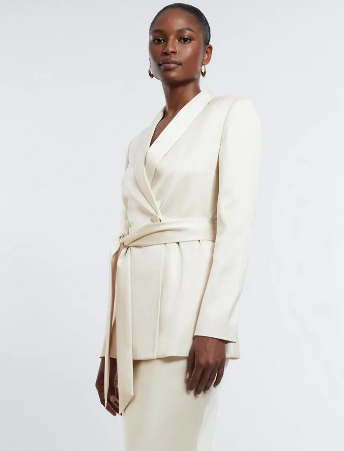 Women Suiting BCBG Harrison Satin Blazer Champagne