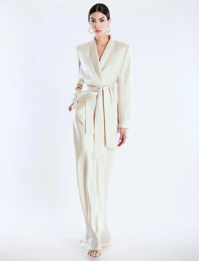 Women Suiting BCBG Harrison Satin Blazer Champagne