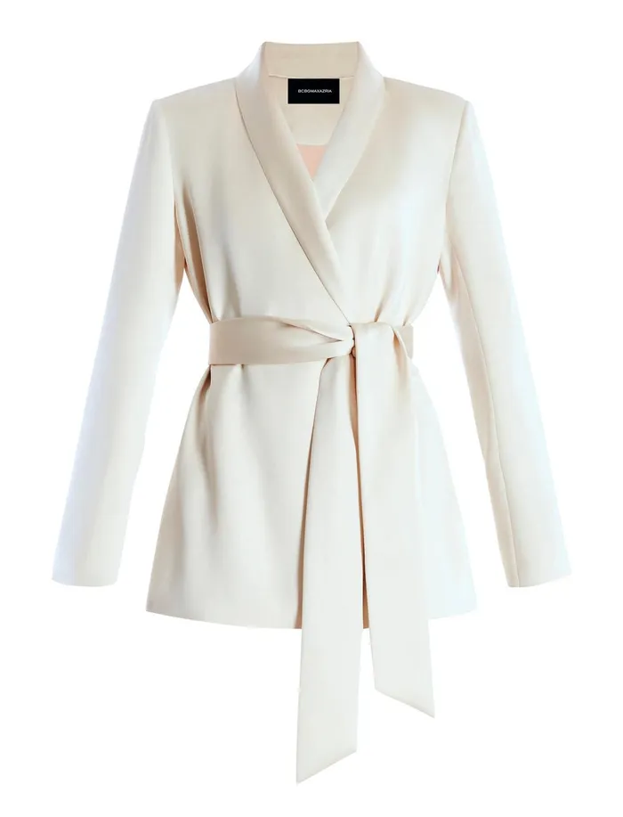 Women Suiting BCBG Harrison Satin Blazer Champagne