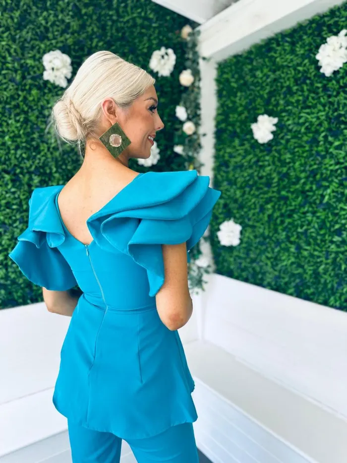 Women Suits and Blazers Canella Lane Carter Occasion 2 Piece Teal