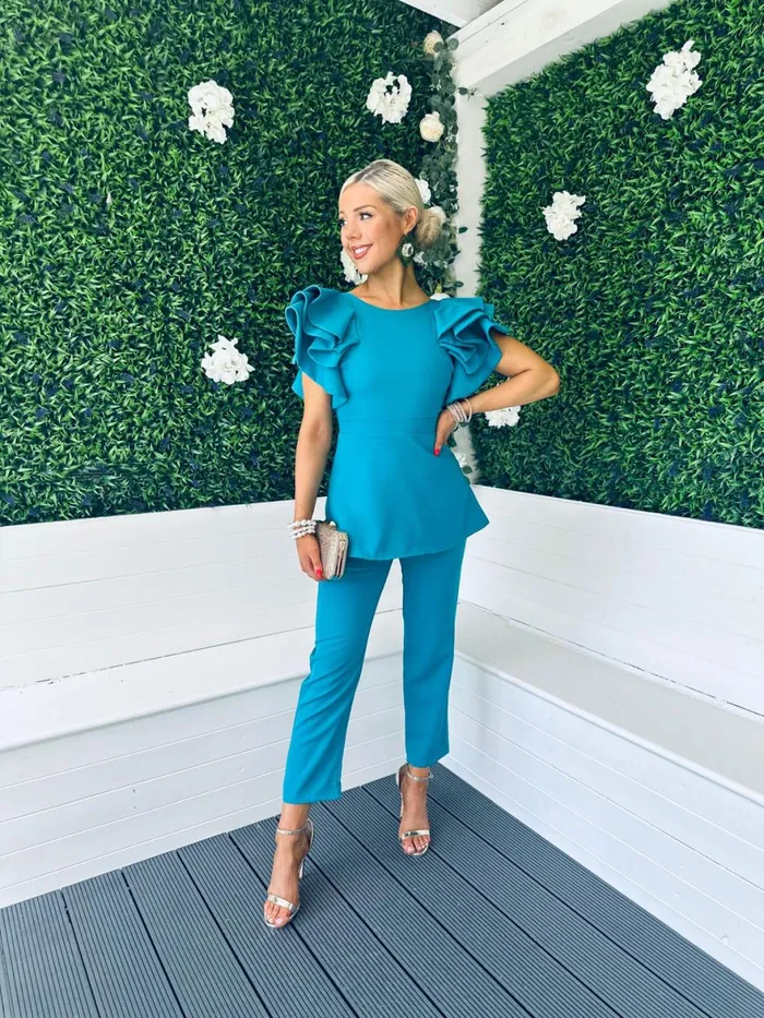 Women Suits and Blazers Canella Lane Carter Occasion 2 Piece Teal