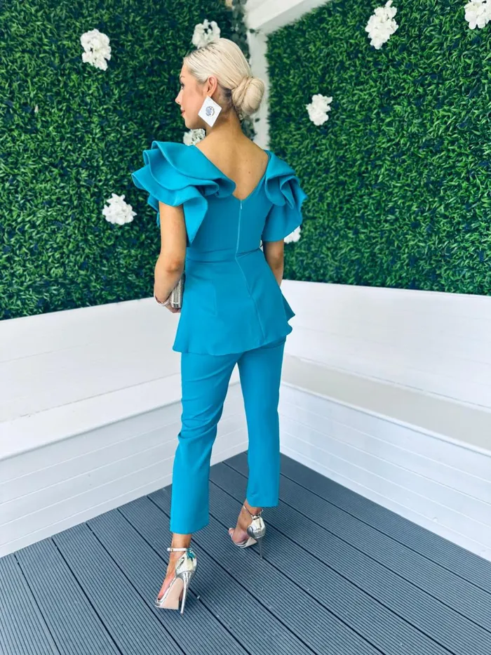 Women Suits and Blazers Canella Lane Carter Occasion 2 Piece Teal