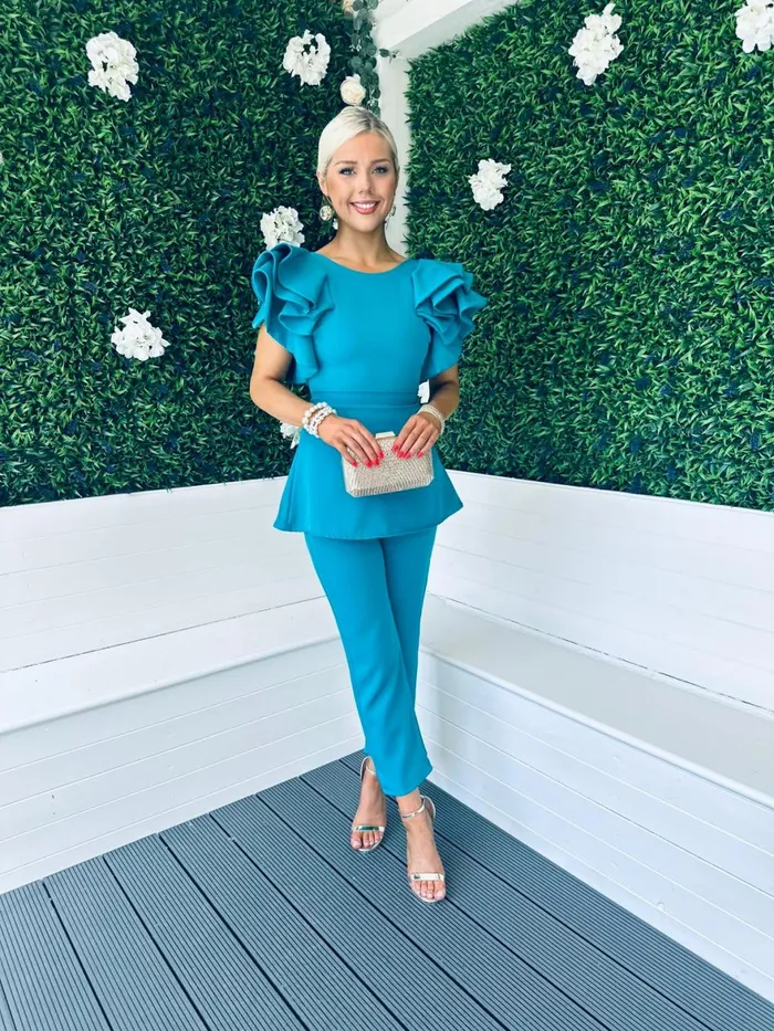 Women Suits and Blazers Canella Lane Carter Occasion 2 Piece Teal