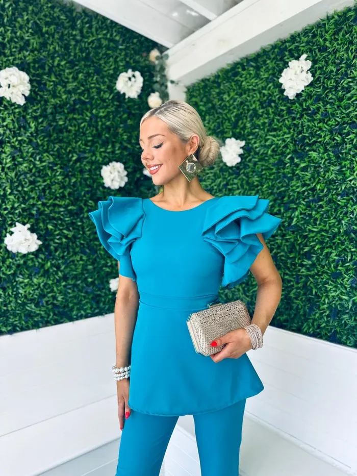 Women Suits and Blazers Canella Lane Carter Occasion 2 Piece Teal