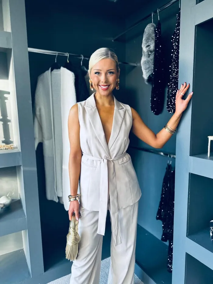 Women Suits and Blazers Canella Lane Sophia Waistcoat and Trouser Set Stone
