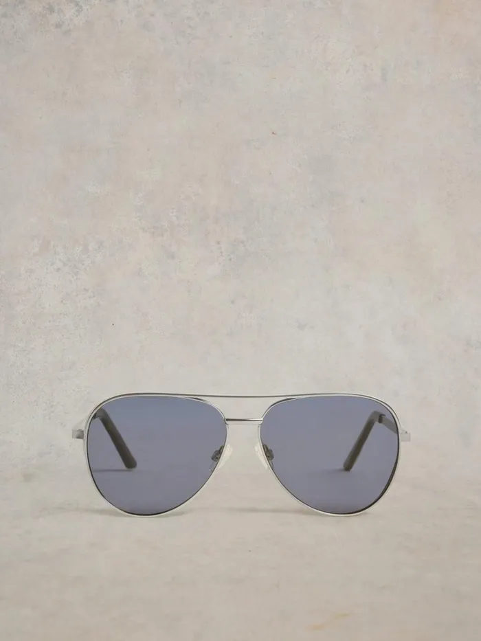 Women SUNGLASSES White Stuff Hana Aviator Sunglasses Silver Tone Metallic Women SUNGLASSES White Stuff Hana Aviator Sunglasses Silver Tone Metallic
