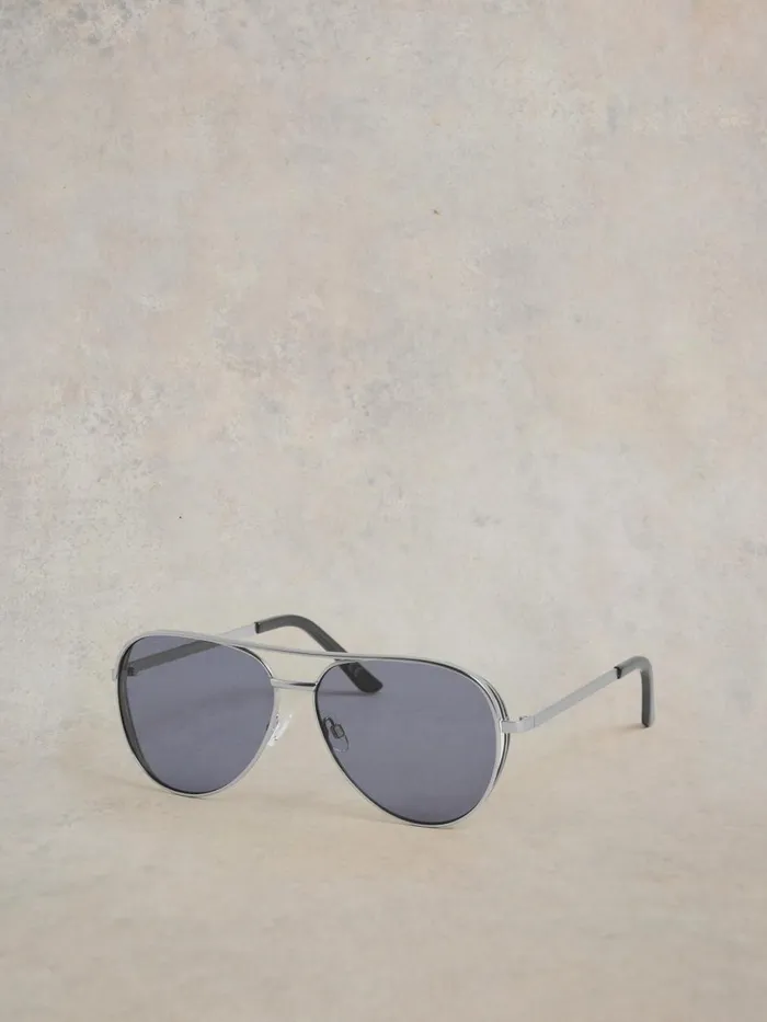Women SUNGLASSES White Stuff Hana Aviator Sunglasses Silver Tone Metallic Women SUNGLASSES White Stuff Hana Aviator Sunglasses Silver Tone Metallic