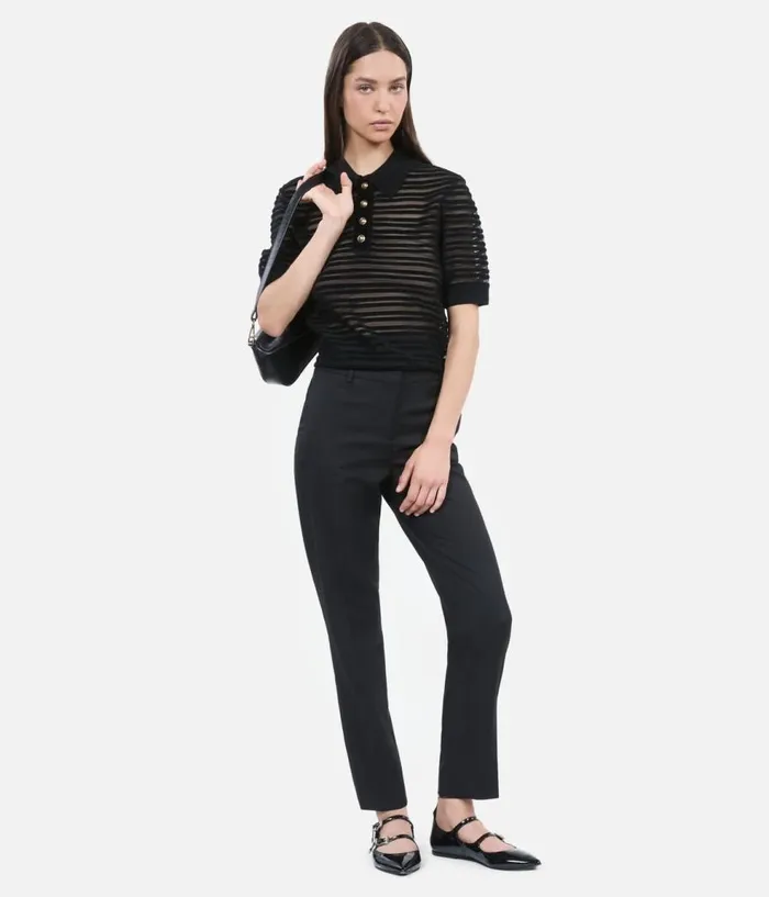 Women Sweaters THE KOOPLES Black Mesh Polo Tshirt