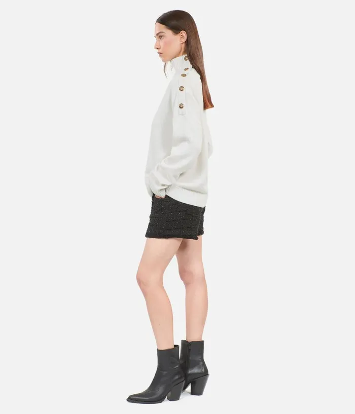 Women Sweaters THE KOOPLES Ecru Wool And Cashmere Sweater Women Sweaters THE KOOPLES Ecru Wool And Cashmere Sweater