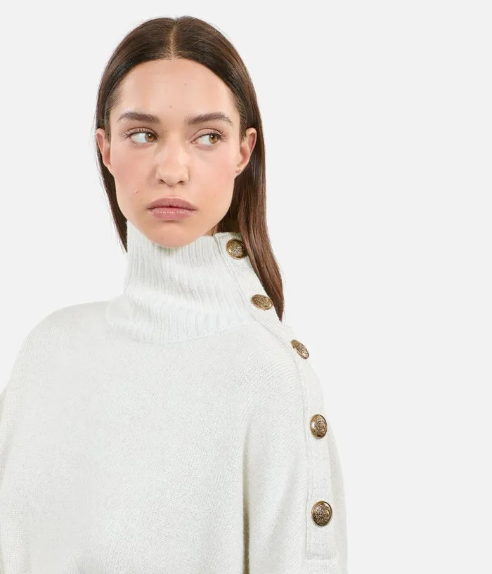 Women Sweaters THE KOOPLES Ecru Wool And Cashmere Sweater Women Sweaters THE KOOPLES Ecru Wool And Cashmere Sweater
