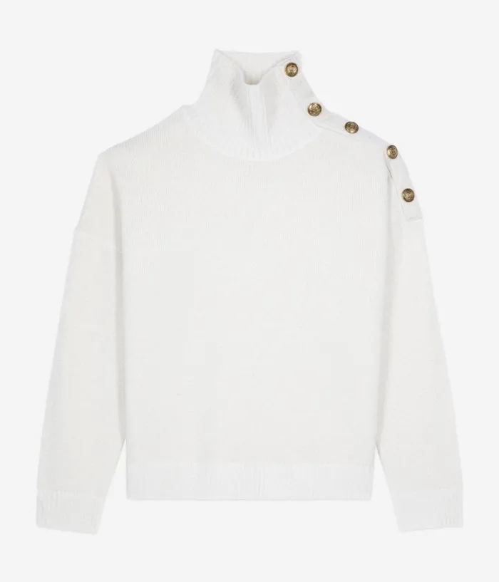 Women Sweaters THE KOOPLES Ecru Wool And Cashmere Sweater Women Sweaters THE KOOPLES Ecru Wool And Cashmere Sweater
