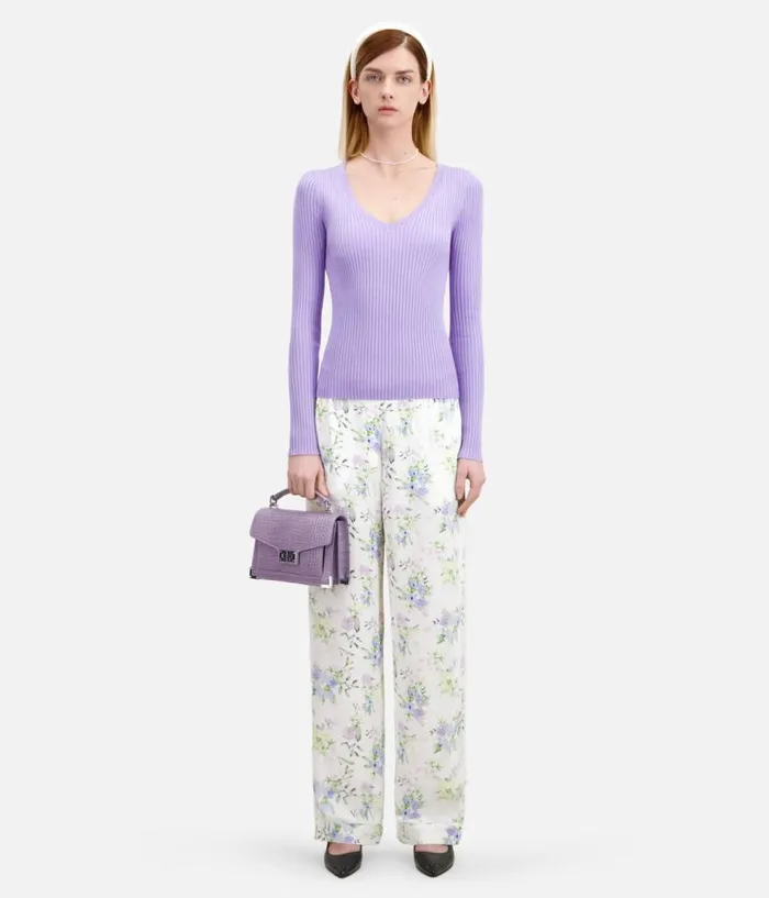 Women Sweaters THE KOOPLES Lilac Ribbed Knit Sweater