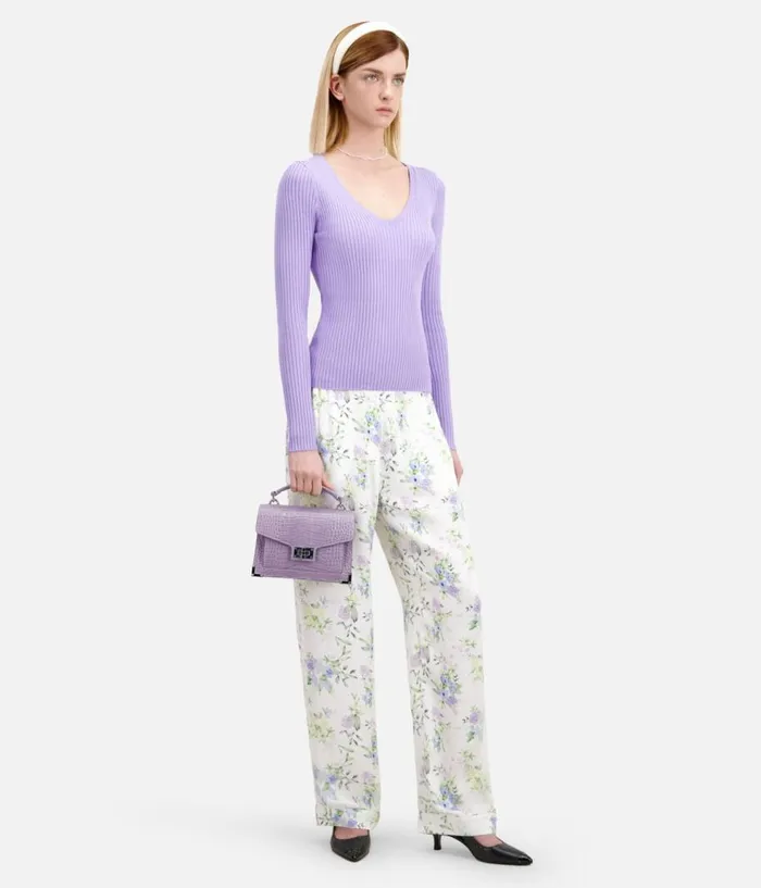 Women Sweaters THE KOOPLES Lilac Ribbed Knit Sweater Women Sweaters THE KOOPLES Lilac Ribbed Knit Sweater