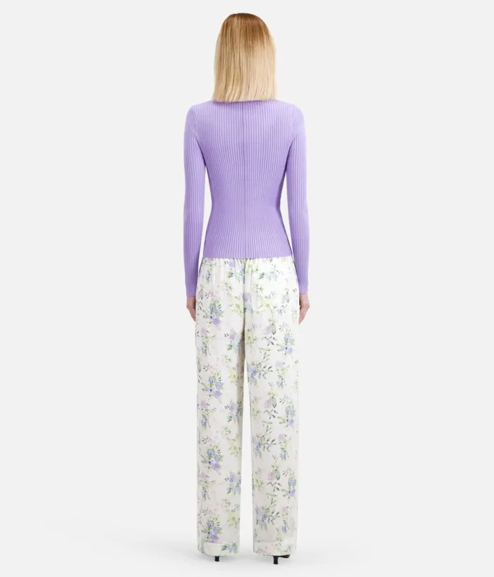 Women Sweaters THE KOOPLES Lilac Ribbed Knit Sweater Women Sweaters THE KOOPLES Lilac Ribbed Knit Sweater