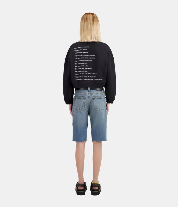 Women Sweatshirts THE KOOPLES Short Black What Is Sweatshirt With Rhinestones Women Sweatshirts THE KOOPLES Short Black What Is Sweatshirt With Rhinestones